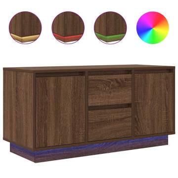 Stylish TV Cabinet with LED Lights - Brown Oak 100x41x50 cm