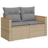 7 Piece Garden Sofa Set with Cushions - Beige Poly Rattan