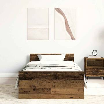 Old Wood Bed Frame 100x200 cm - Durable Engineered Wood