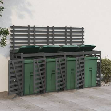 Quadruple Wheelie Bin Storage - Grey Solid Wood Pine