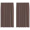 Voile Curtains with Tab Top - 2 pcs Brown | HipoMarket