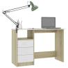 White and Sonoma Oak Desk with Drawers - 110x50 cm