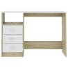 White and Sonoma Oak Desk with Drawers - 110x50 cm