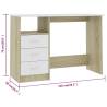 White and Sonoma Oak Desk with Drawers - 110x50 cm