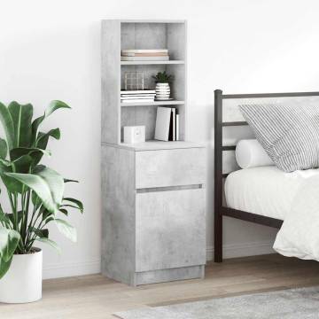 Stylish Concrete Grey Bedside Cabinet - 39x35x125 cm