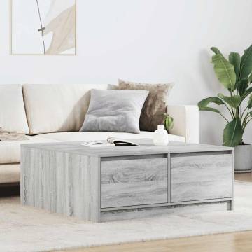 Stylish Grey Sonoma Coffee Table with Drawers - 100x100 cm