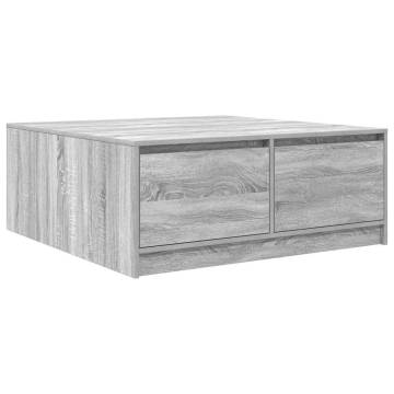 Stylish Grey Sonoma Coffee Table with Drawers - 100x100 cm