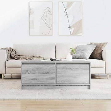 Stylish Grey Sonoma Coffee Table with Drawers - 100x100 cm