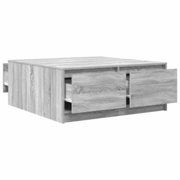 Stylish Grey Sonoma Coffee Table with Drawers - 100x100 cm