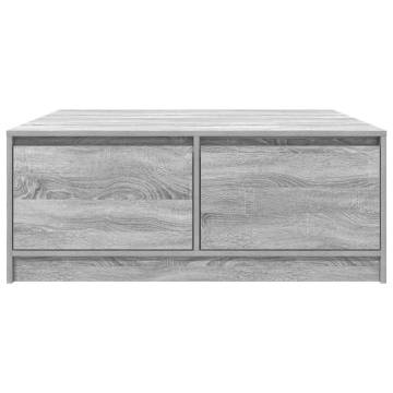 Stylish Grey Sonoma Coffee Table with Drawers - 100x100 cm