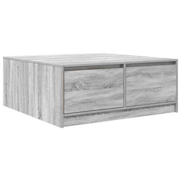 Stylish Grey Sonoma Coffee Table with Drawers - 100x100 cm