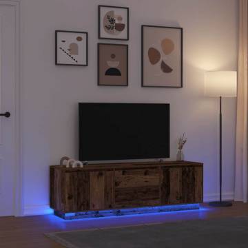 Stylish LED TV Cabinet - Old Wood 160.5x41x50 cm