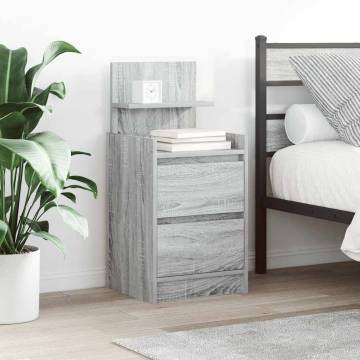 Stylish Grey Sonoma Bedside Cabinets with 2 Drawers - 2 pcs