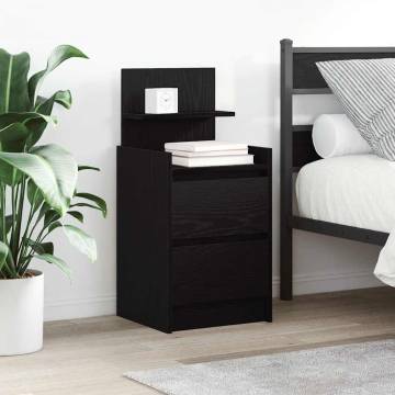 Stylish Black Bedside Cabinets with 2 Drawers - 2 pcs