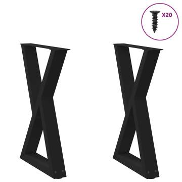 Dining Table Legs - Black Steel, Adjustable 50x(72-73.3) cm