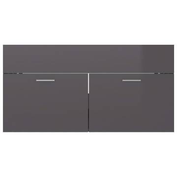 High Gloss Grey Sink Cabinet - 90x38.5x46 cm | HipoMarket