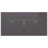 High Gloss Grey Sink Cabinet - 90x38.5x46 cm | HipoMarket