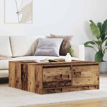 Coffee Table with Drawers - Old Wood 100x100 cm | HipoMarket