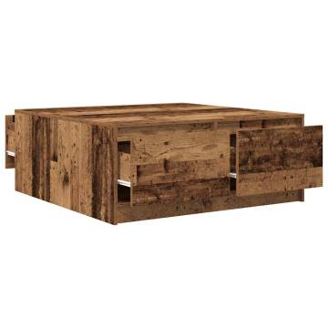 Coffee Table with Drawers - Old Wood 100x100 cm | HipoMarket