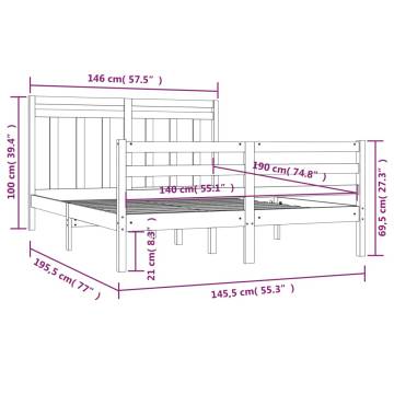 Solid Wood Bed Frame 140x190 cm - Timeless Design for Comfort