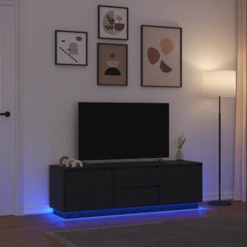 Elegant TV Cabinet with LED Lights - Black Oak 160.5x41 cm