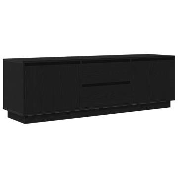 Elegant TV Cabinet with LED Lights - Black Oak 160.5x41 cm