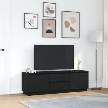 Elegant TV Cabinet with LED Lights - Black Oak 160.5x41 cm