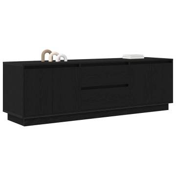 Elegant TV Cabinet with LED Lights - Black Oak 160.5x41 cm