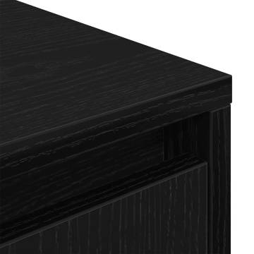 Elegant TV Cabinet with LED Lights - Black Oak 160.5x41 cm