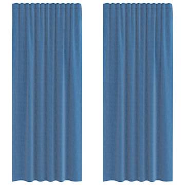 Royal Blue Voile Curtains with Loops - 140x245 cm (2 pcs)