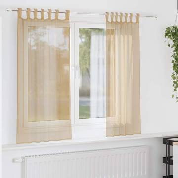 Voile Curtains with Rod Pockets 2 pcs Sand - Stylish & Durable