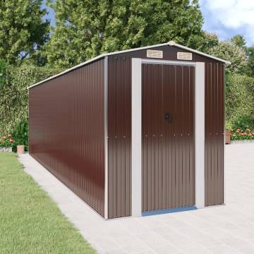 Garden Shed Dark Brown 192x689x223 cm - Galvanised Steel Storage