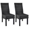 Dining Chairs 2 pcs Black Kubu Rattan and Mango Wood Colour black Quantity in Package 2 