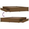 Honey Brown Double Bed Frame with Drawers - No Mattress