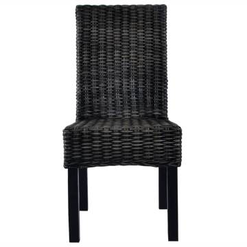 Stylish Black Kubu Rattan Dining Chairs - 2 PCS Set