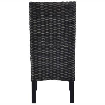 Stylish Black Kubu Rattan Dining Chairs - 2 PCS Set