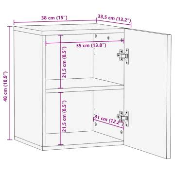 Bathroom Hanging Cabinet Brown - Solid Mango Wood 38x33.5x48cm