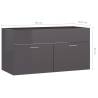 High Gloss Grey Sink Cabinet - 90x38.5x46 cm | HipoMarket