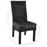 Stylish Black Kubu Rattan Dining Chairs - 2 PCS Set