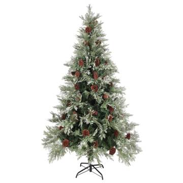 195 cm Christmas Tree with Pine Cones - Green & White