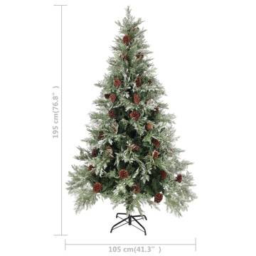 195 cm Christmas Tree with Pine Cones - Green & White