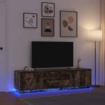 Stylish TV Cabinet with LED Lights - Smoked Oak 193.5x41x50 cm