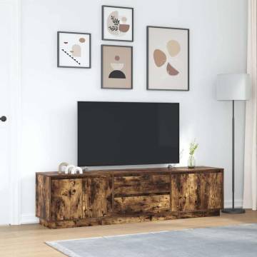 Stylish TV Cabinet with LED Lights - Smoked Oak 193.5x41x50 cm