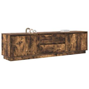 Stylish TV Cabinet with LED Lights - Smoked Oak 193.5x41x50 cm