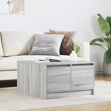 Stylish Grey Sonoma Coffee Table with Drawers - 70.5x70x40 cm