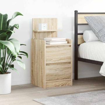 Stylish Sonoma Oak Bedside Cabinet with 2 Drawers - 38x34x80 cm