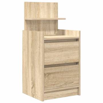 Stylish Sonoma Oak Bedside Cabinet with 2 Drawers - 38x34x80 cm