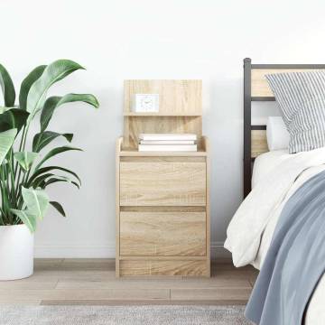 Stylish Sonoma Oak Bedside Cabinet with 2 Drawers - 38x34x80 cm