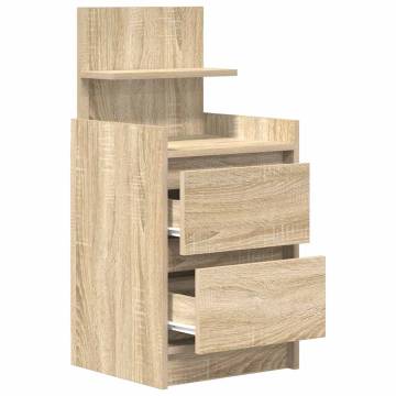 Stylish Sonoma Oak Bedside Cabinet with 2 Drawers - 38x34x80 cm