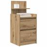 Stylish Artisan Oak Bedside Cabinet with 2 Drawers - 38x34x80cm